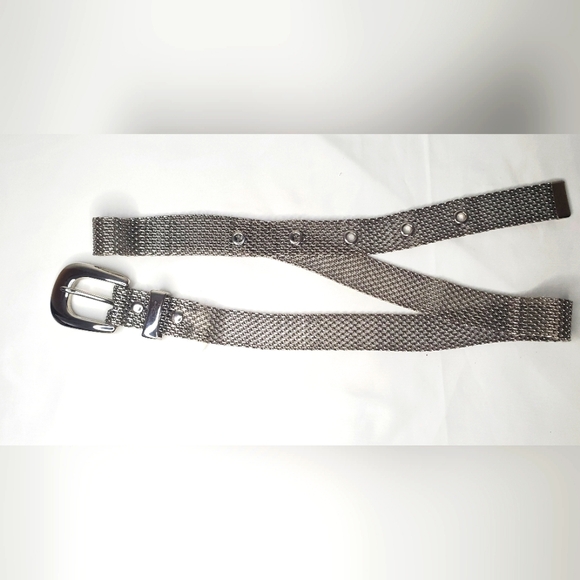 AX Armani Exchange- L- Belt In Silver Mesh Metal - Picture 1 of 8
